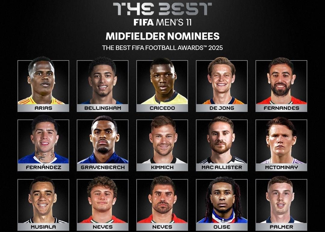 Candidatos a Melhor Meio-campista do Ano da FIFA: Vitinha lidera, com B Fee e Wirtz na lista
